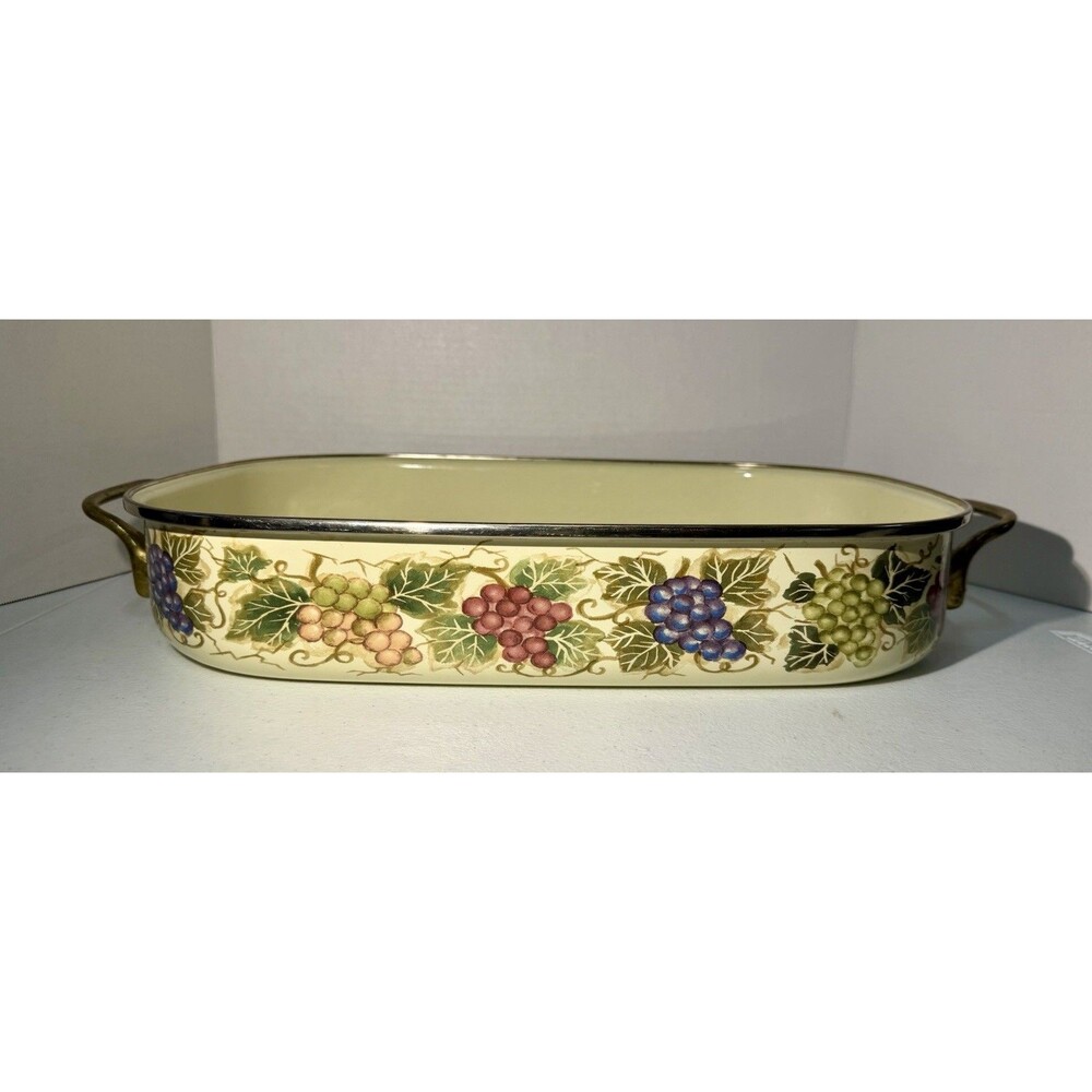 Tabletops Unlimited Cabernet Enamel/Brass Large Lasagna Casserole Pan 16”